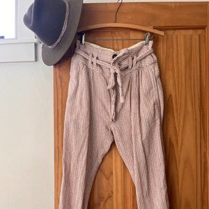 Free People High Rise Linen Pants - Rust and Cream